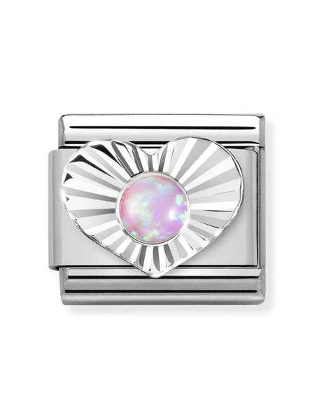 Composable Classic Dekoratif Link - Taşlar Kalp Elmas - Pembe opal -  925 Gümüş