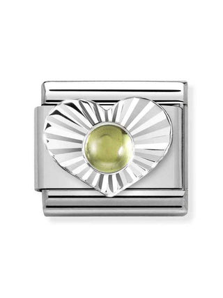 Composable Classic Dekoratif Link - Taşlar Kalp Elmas - Peridot - (36 PERIDOT) 925 Gümüş