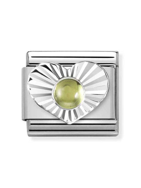 Composable Classic Dekoratif Link - Taşlar Kalp Elmas - Peridot - (36 PERIDOT) 925 Gümüş