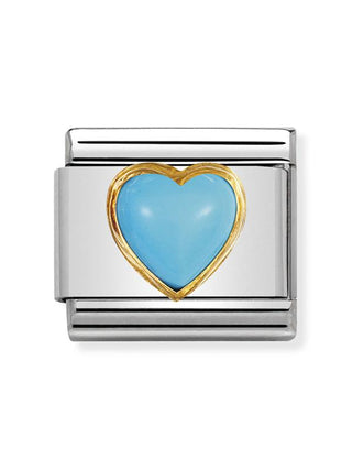Composable Classic Dekoratif Link - Taşlar Kalpler - Kalp - (06 Turquoise) 18K Altın