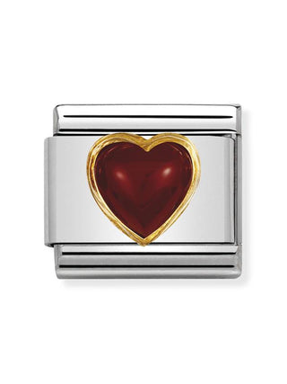 Composable Classic Dekoratif Link - Taşlar Kalpler - Kalp Akik - (04 Red AGATE) 18K Altın