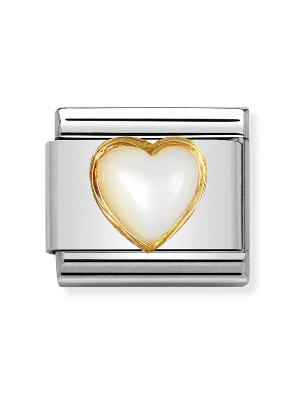 Composable Classic Dekoratif Link - Taşlar Kalpler - Kalp İnci -  18K Altın