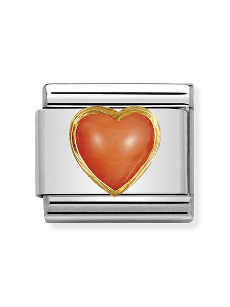 Composable Classic Dekoratif Link - Taşlar Kalpler - Kalp Mercan -  18K Altın