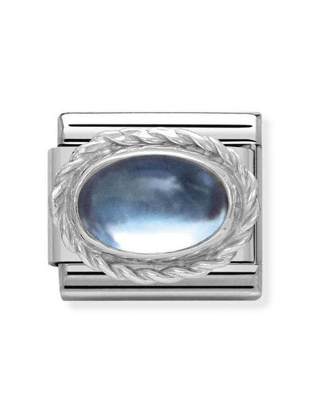 Composable Classic Dekoratif Link  Taşlar Oval  Açık mavi topaz   925 Gümüş