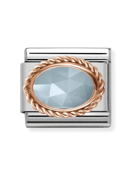 Composable Classic Dekoratif Link - Taşlar Oval - Acquamarine -  9K Rose Altın