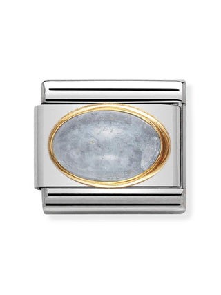 Composable Classic Dekoratif Link - Taşlar Oval - AKUAMARİN - (01 AQUAMARINE) 18K Altın