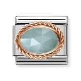 Composable Classic Dekoratif Link - Taşlar Oval - Amazonit - (32 Amazonite) 9K Rose Altın
