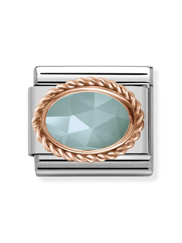 Composable Classic Dekoratif Link - Taşlar Oval - Amazonit - (32 Amazonite) 9K Rose Altın