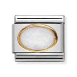 Composable Classic Dekoratif Link - Taşlar Oval - Beyaz opal - (07 White Opal) 18K Altın