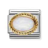 Composable Classic Dekoratif Link - Taşlar Oval - Beyaz opal - (07 White Opal) 18K Altın