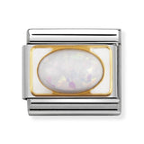 Composable Classic Dekoratif Link - Taşlar Oval - Beyaz opal - (07 White Opal) 18K Altın