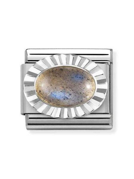Composable Classic Dekoratif Link - Taşlar Oval Elmas - Labradorit -  925 Gümüş
