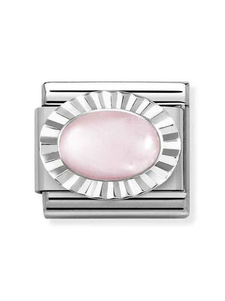 Composable Classic Dekoratif Link - Taşlar Oval Elmas - Rose kuvars -  925 Gümüş