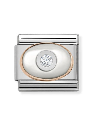 Composable Classic Dekoratif Link - Taşlar Oval - İnci Tanesi -  9K Rose Altın