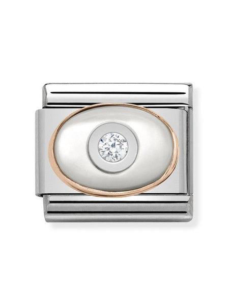 Composable Classic Dekoratif Link - Taşlar Oval - İnci Tanesi -  9K Rose Altın