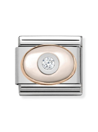 Composable Classic Dekoratif Link - Taşlar Oval - İnci Tanesi -  9K Rose Altın