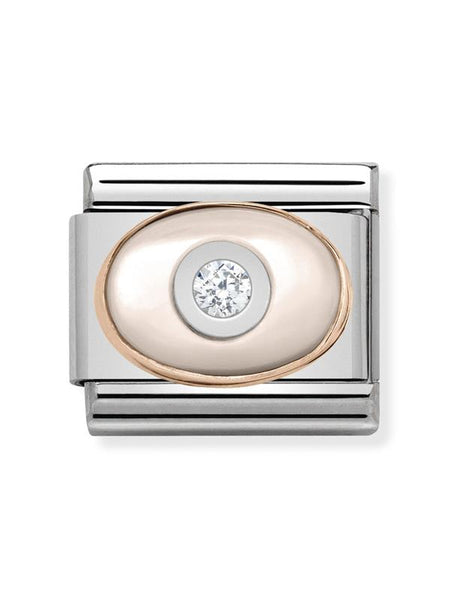 Composable Classic Dekoratif Link - Taşlar Oval - İnci Tanesi -  9K Rose Altın