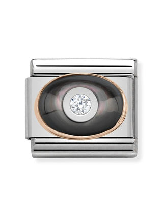 Composable Classic Dekoratif Link - Taşlar Oval - İnci Tanesi -  9K Rose Altın