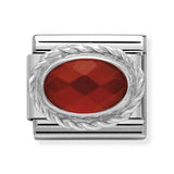 Composable Classic Dekoratif Link - Taşlar Oval - Kırmızı -  925 Gümüş