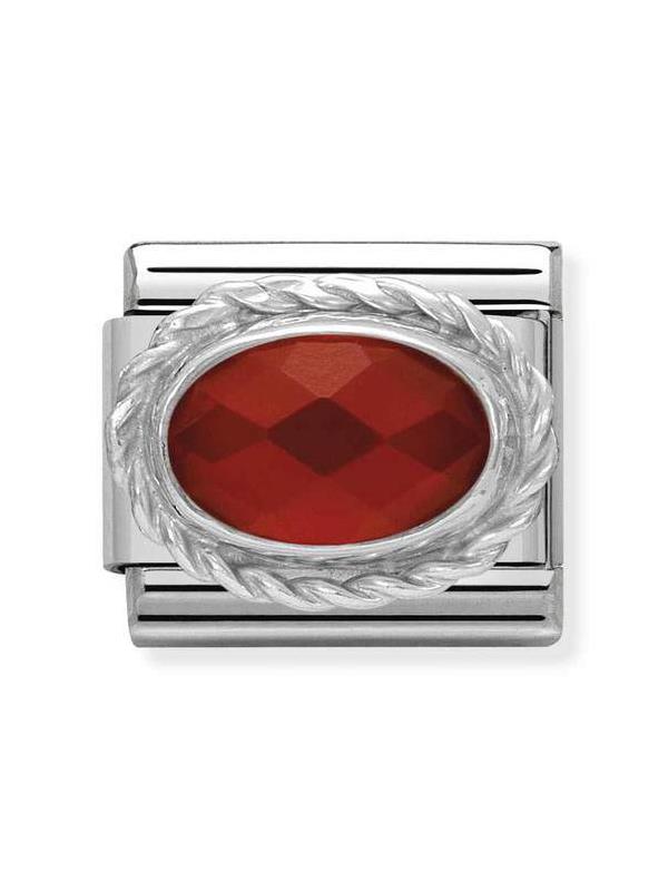 Composable Classic Dekoratif Link - Taşlar Oval - Kırmızı -  925 Gümüş