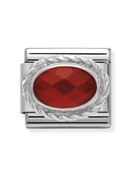 Composable Classic Dekoratif Link - Taşlar Oval - Kırmızı -  925 Gümüş