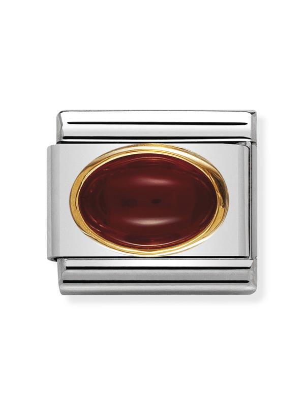 Composable Classic Dekoratif Link - Taşlar Oval - Kırmızı akik - (04 Red AGATE) 18K Altın