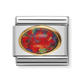 Composable Classic Dekoratif Link - Taşlar Oval - Kırmızı opal - (08 Red Opal) 18K Altın