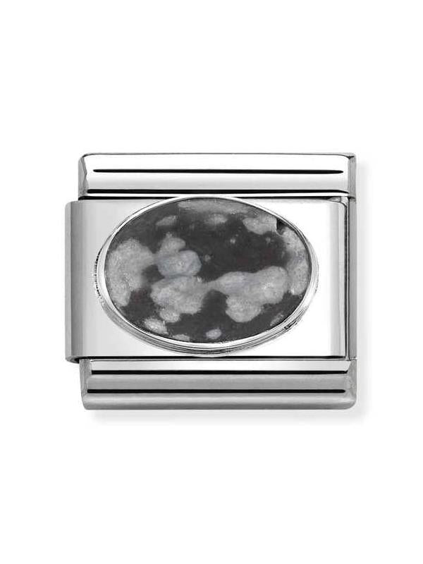 Composable Classic Dekoratif Link - Taşlar Oval - Mat Obsidian -  925 Gümüş
