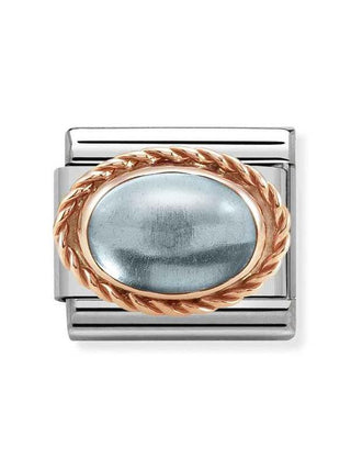 Composable Classic Dekoratif Link - Taşlar Oval - Mavi Topaz -  9K Rose Altın