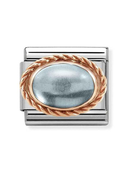 Composable Classic Dekoratif Link - Taşlar Oval - Mavi Topaz -  9K Rose Altın