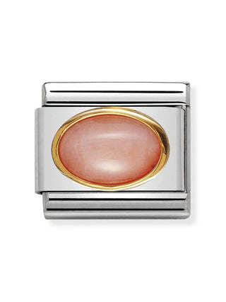Composable Classic Dekoratif Link - Taşlar Oval - Pembe mercan -  18K Altın