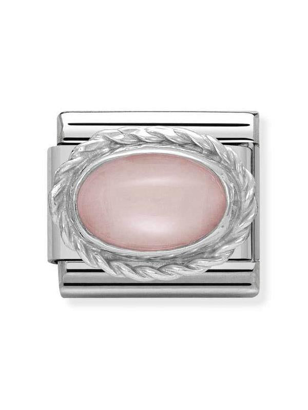 Composable Classic Dekoratif Link - Taşlar Oval - Pembe opal - (22 Pink Opal) 925 Gümüş