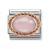 Composable Classic Dekoratif Link - Taşlar Oval - Pembe opal -  9K Rose Altın