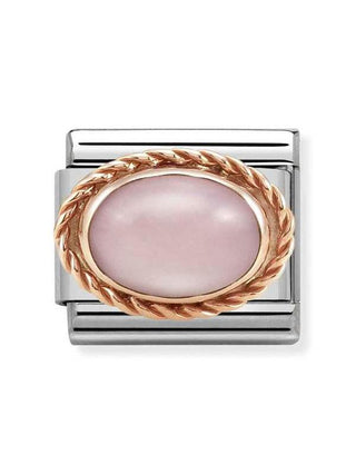 Composable Classic Dekoratif Link - Taşlar Oval - Pembe opal -  9K Rose Altın