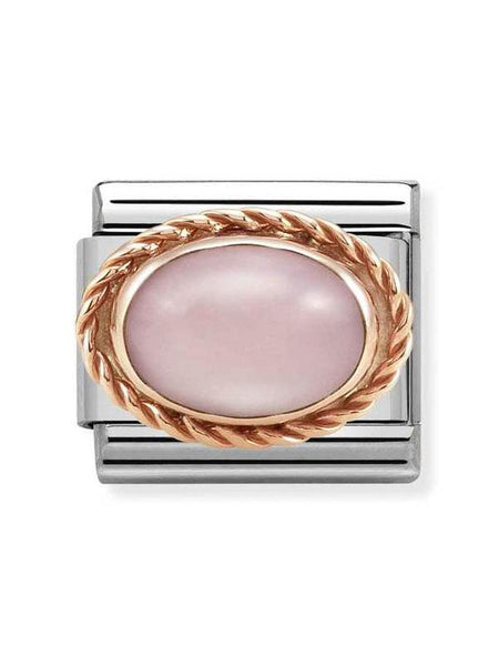Composable Classic Dekoratif Link - Taşlar Oval - Pembe opal -  9K Rose Altın