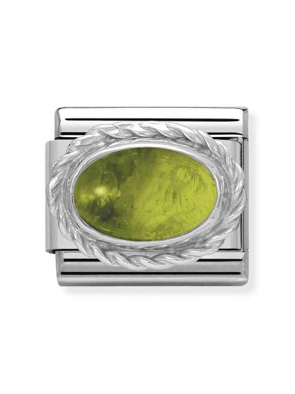 Composable Classic Dekoratif Link - Taşlar Oval - Peridot - (05 PERIDOT) 925 Gümüş