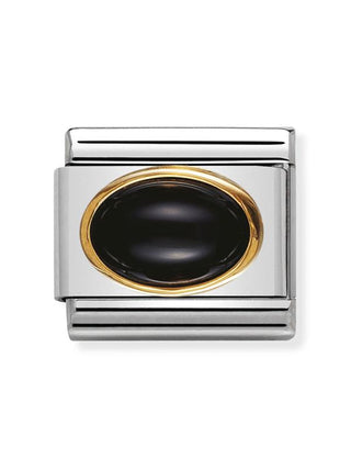 Composable Classic Dekoratif Link - Taşlar Oval - Siyah akik - (02 Black AGATE) 18K Altın