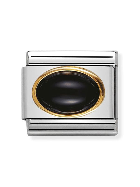 Composable Classic Dekoratif Link - Taşlar Oval - Siyah akik - (02 Black AGATE) 18K Altın