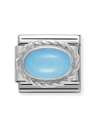 Composable Classic Dekoratif Link - Taşlar Oval - Turkuaz - (06 Turquoise) 925 Gümüş
