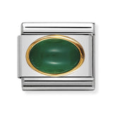 Composable Classic Dekoratif Link - Taşlar Oval - Yeşil akik - (03 Green AGATE) 18K Altın