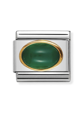 Composable Classic Dekoratif Link - Taşlar Oval - Yeşil akik - (03 Green AGATE) 18K Altın