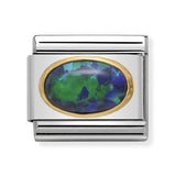 Composable Classic Dekoratif Link - Taşlar Oval - Yeşil opal - (26 Green Opal) 18K Altın