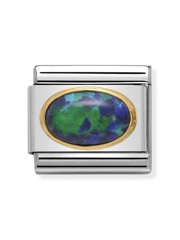Composable Classic Dekoratif Link - Taşlar Oval - Yeşil opal - (26 Green Opal) 18K Altın