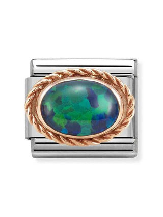 Composable Classic Dekoratif Link - Taşlar Oval - Yeşil opal -  9K Rose Altın
