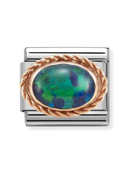 Composable Classic Dekoratif Link - Taşlar Oval - Yeşil opal -  9K Rose Altın