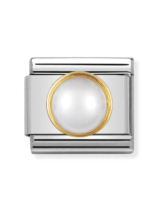 Composable Classic Dekoratif Link  Taşlar Yuvarlak  BEYAZ İNCİ   18K Altın