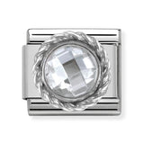 Composable Classic Dekoratif Link - Taşlar Yüzey İşlemeli - Beyaz - (010 White) 925 Gümüş