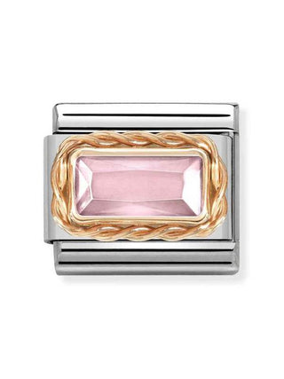 Composable Classic Dekoratif Link - Yüzey İşlemeli Baget - Pembe -  9K Rose Altın