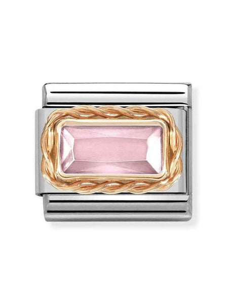 Composable Classic Dekoratif Link - Yüzey İşlemeli Baget - Pembe -  9K Rose Altın