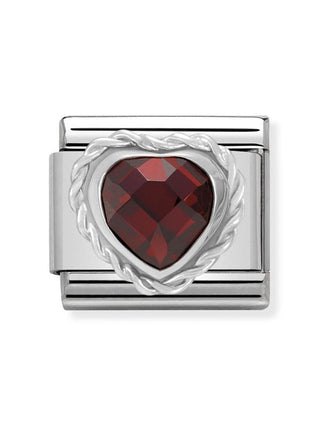Composable Classic Dekoratif Link - Yüzey İşlemeli Kalp - Kırmızı - (005 Red) 925 Gümüş